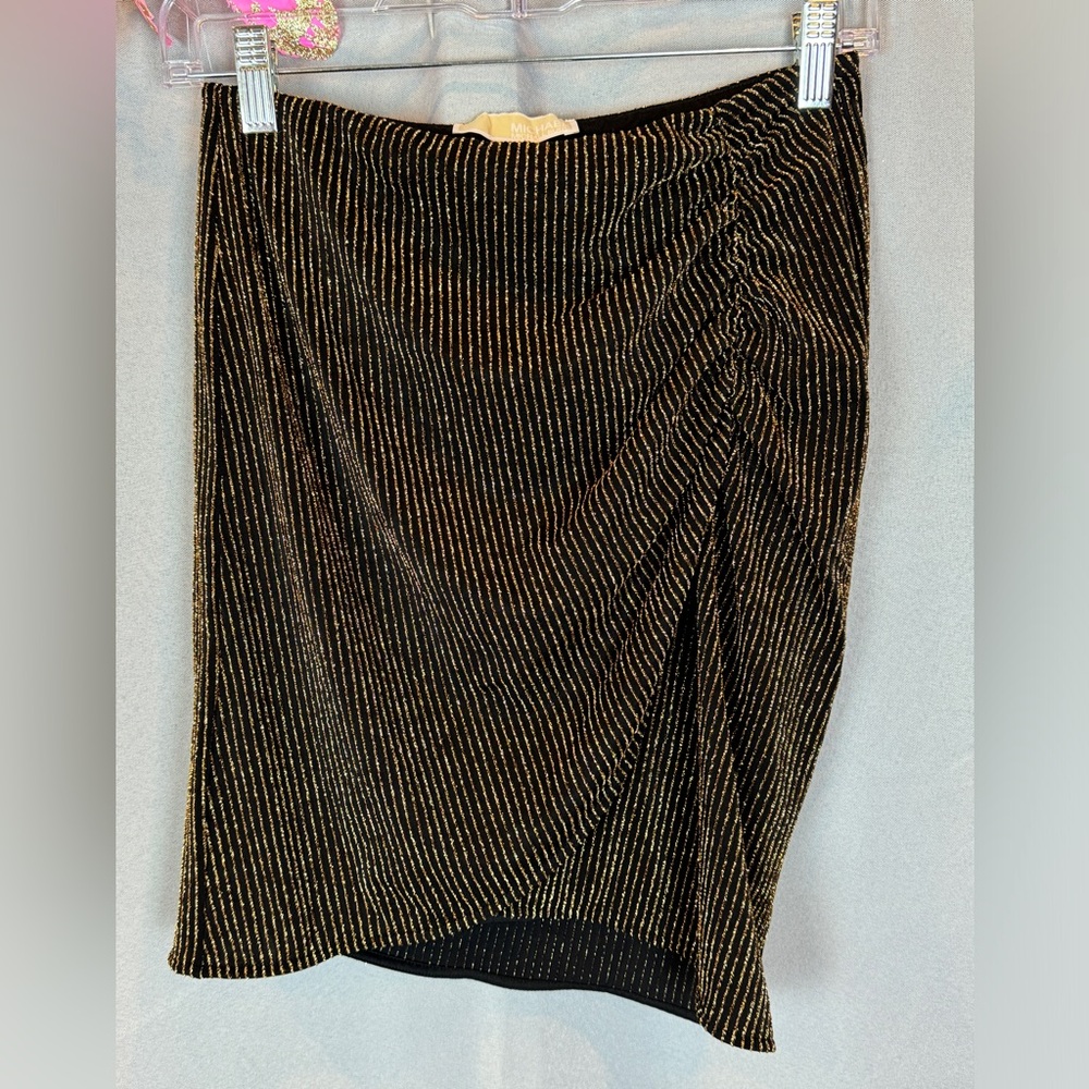 Michael Kors Black & Gold Pinstriped Skirt- Sz Small